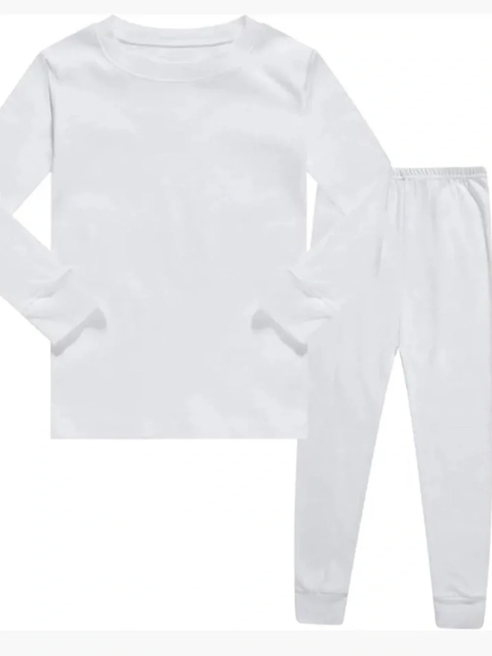 Primary White Long Sleeve Kids Pajama Set